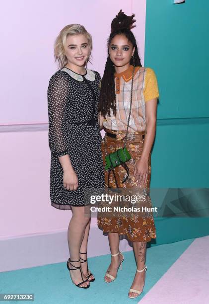Chloe Grace Moretz and Sasha Lane attend the 2017 CFDA Fashion Awards Cocktail Hour at Hammerstein Ballroom on June 5, 2017 in New York City.