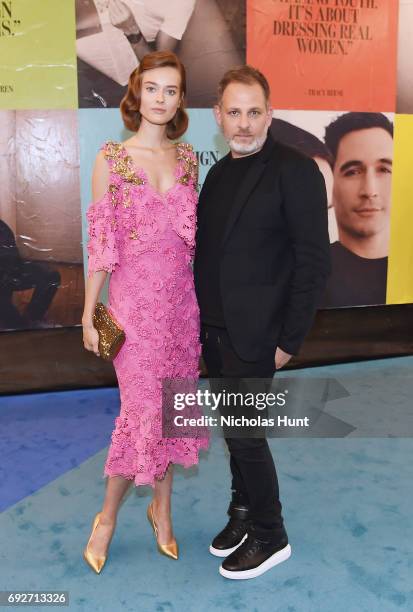 Model Jac Jagaciak and fashion designer Kobi Halperin attend the 2017 CFDA Fashion Awards at Hammerstein Ballroom on June 5, 2017 in New York City.