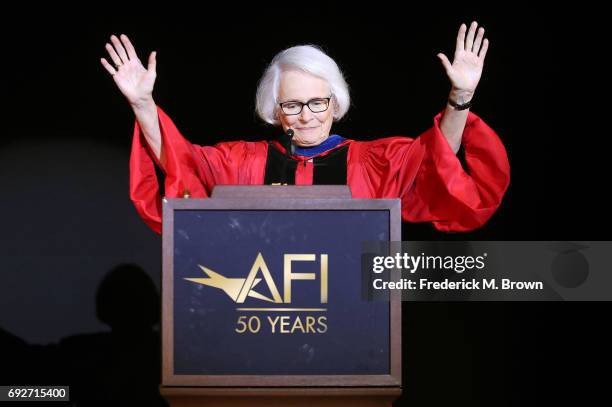 Jean Picker Firstenberg speaks during AFI's Conservatory Commencement Ceremony at the TCL Chinese Theatre on June 5, 2017 in Hollywood, California.