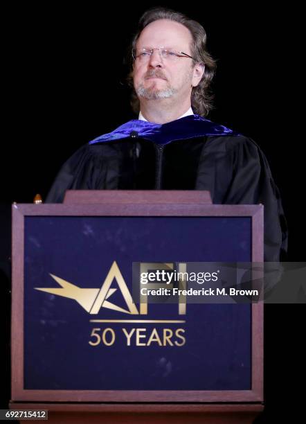 Bob Gazzale President/CEO of AFI, speaks during AFI's Conservatory Commencement Ceremony at the TCL Chinese Theatre on June 5, 2017 in Hollywood,...