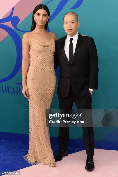 Lily Aldridge and Jason Wu attend the 2017 CFDA Fashion Awards at Hammerstein Ballroom on June 5, 2017 in New York City.