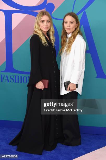 Ashley Olsen and Mary-Kate Olsen attend the 2017 CFDA Fashion Awards at Hammerstein Ballroom on June 5, 2017 in New York City.