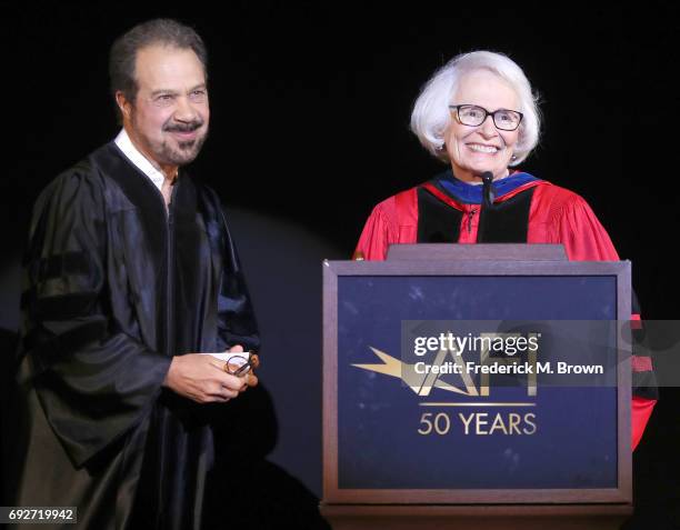 Producer/Writer/Director Edward Zwick, and Jean Picker Firstenberg speak during AFI's Conservatory Commencement Ceremony at the TCL Chinese Theatre...