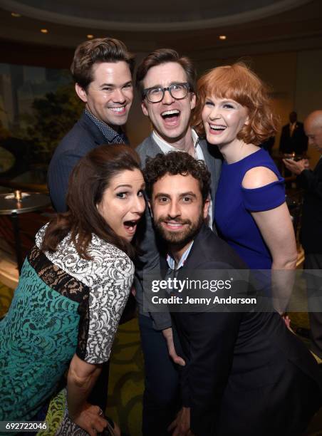 Stephanie J. Block, Andrew Rannells, Gavin Creel, Brandon Uranowitz and Kate Baldwin attend the Tony Honors Cocktail Party Presenting The 2017 Tony...