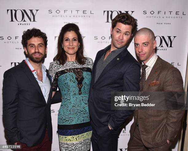 Brandon Uranowitz, Stephanie J. Block, Andrew Rannells and Christian Borle attend the Tony Honors Cocktail Party Presenting The 2017 Tony Honors For...