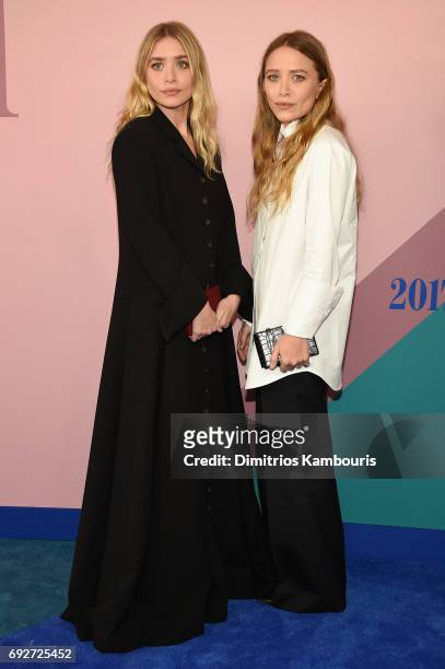 Ashley Olsen and Mary-Kate Olsen attend the 2017 CFDA Fashion Awards at Hammerstein Ballroom on June 5, 2017 in New York City.