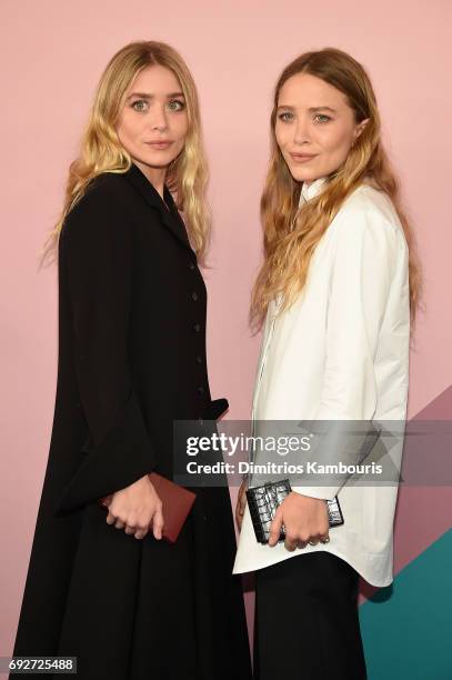 Ashley Olsen and Mary-Kate Olsen attend the 2017 CFDA Fashion Awards at Hammerstein Ballroom on June 5, 2017 in New York City.