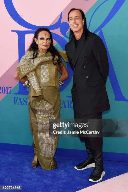Michele Lamy and designer Rick Owens attend the 2017 CFDA Fashion Awards at Hammerstein Ballroom on June 5, 2017 in New York City.