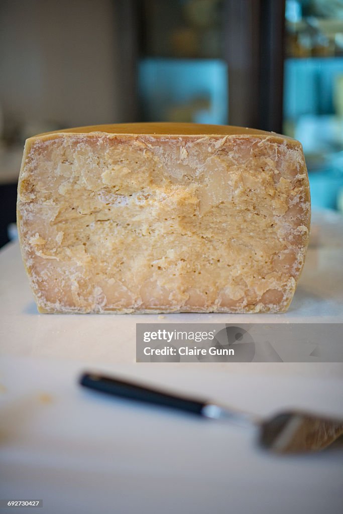 Cheese on white table, Western Cape, South Africa.