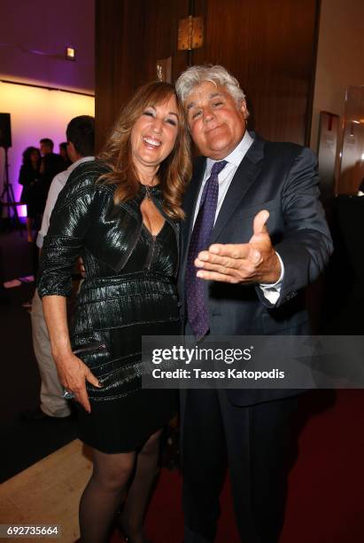 Joanna Plafsky and Jay Leno attend the National Night Of Laughter And Song event hosted by David Lynch Foundation at the John F. Kennedy Center for...