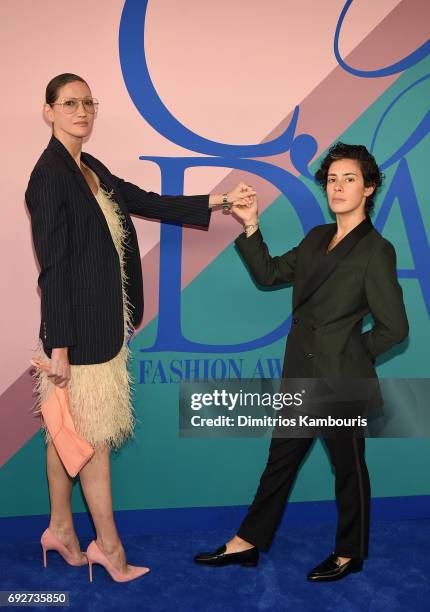 Jenna Lyons and Roberta Colindrez attend the 2017 CFDA Fashion Awards at Hammerstein Ballroom on June 5, 2017 in New York City.