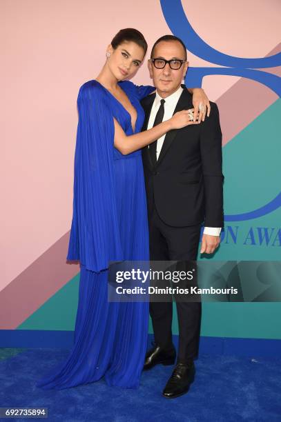 Sara Sampaio and Gilles Mendel attend the 2017 CFDA Fashion Awards at Hammerstein Ballroom on June 5, 2017 in New York City.