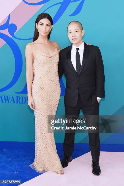 Lily Aldridge and Jason Wu attend the 2017 CFDA Fashion Awards at Hammerstein Ballroom on June 5, 2017 in New York City.