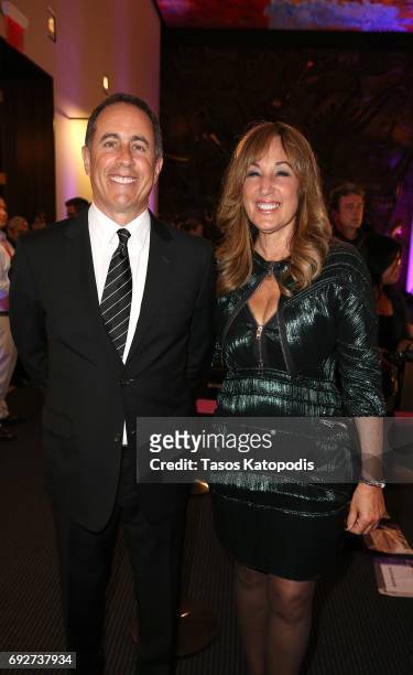 Jerry Seinfeld and Joanna Plafsky attend the National Night Of Laughter And Song event hosted by David Lynch Foundation at the John F. Kennedy Center...
