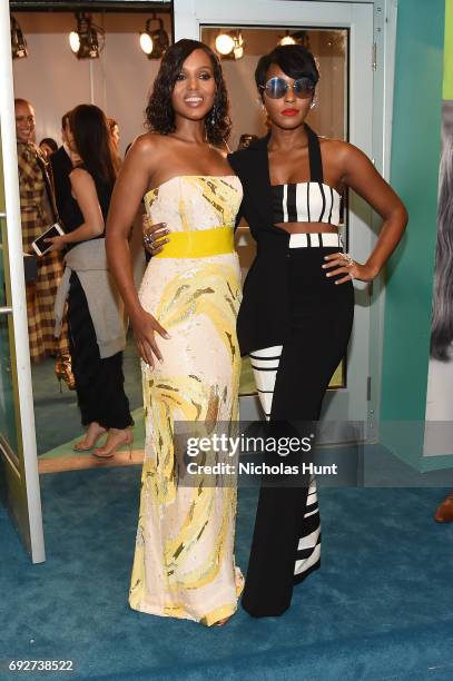 Kerry Washington and Janelle Monae attend the 2017 CFDA Fashion Awards Cocktail Hour at Hammerstein Ballroom on June 5, 2017 in New York City.