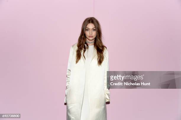 Gigi Hadid attends the 2017 CFDA Fashion Awards Cocktail Hour at Hammerstein Ballroom on June 5, 2017 in New York City.