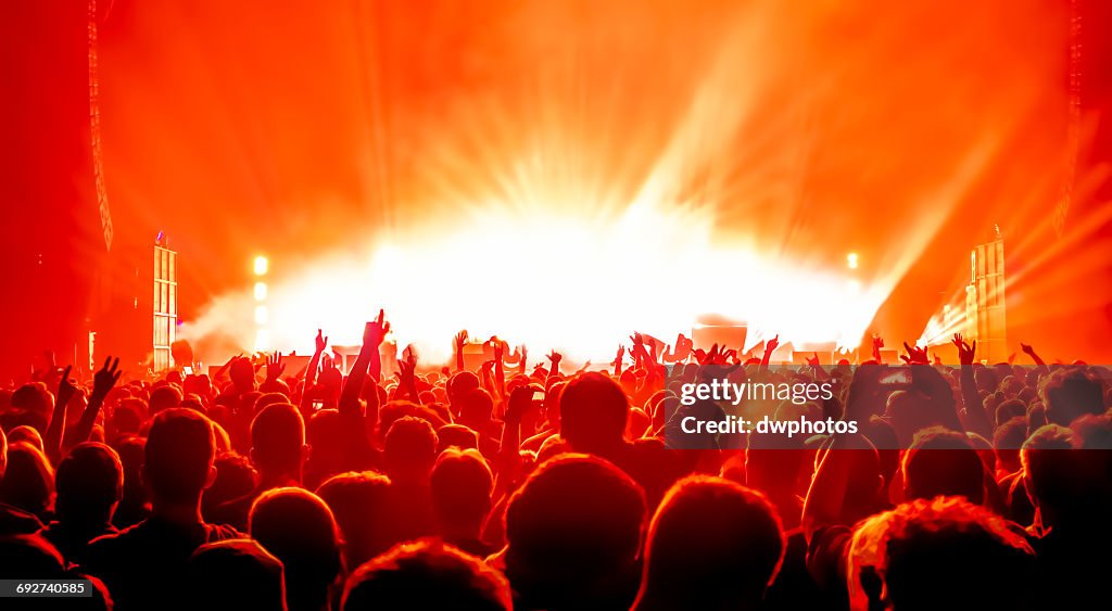 Crowd At Music Concert Against Sky