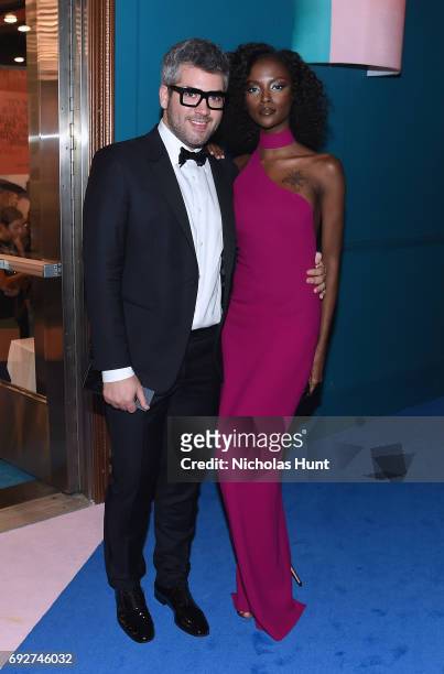 Designer Brandon Maxwell and Riley Montana attend the 2017 CFDA Fashion Awards Cocktail Hour at Hammerstein Ballroom on June 5, 2017 in New York City.