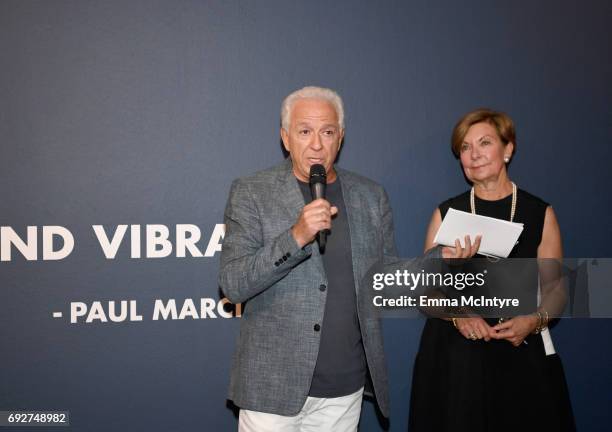 Fashion designer and co-founder of Guess? Inc. Paul Marciano and VP of Education at FIDM Barbara Bundy at GUESS Celebrates 35 Years with Opening of...