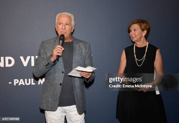 Fashion designer and co-founder of Guess? Inc. Paul Marciano and VP of Education at FIDM Barbara Bundy at GUESS Celebrates 35 Years with Opening of...