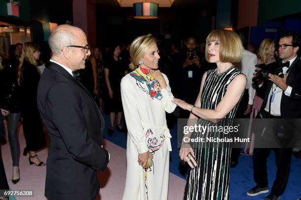 Tory Burch and Anna Wintour attend the 2017 CFDA Fashion Awards Cocktail Hour at Hammerstein Ballroom on June 5, 2017 in New York City.