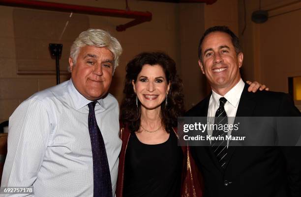 Jay Leno, Sharon Isbin, and Jerry Seinfeld attend the National Night Of Laughter And Song event hosted by David Lynch Foundation at the John F....