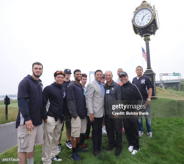 Actor Luis Antonio Ramos, Ray Negron and Roy White attend the 2017 Hanks Yanks Golf Classic at Trump Golf Links Ferry Point on June 5, 2017 in New...