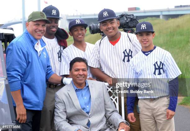 Jim Leyritz and Ray Negron attend the 2017 Hanks Yanks Golf Classic at Trump Golf Links Ferry Point on June 5, 2017 in New York City.