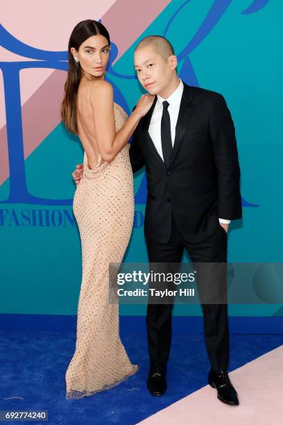 Lily Aldridge and Jason Wu attend the 2017 CFDA Fashion Awards at Hammerstein Ballroom on June 5, 2017 in New York City.