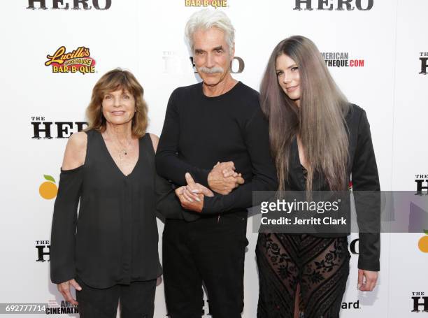 Katharine Ross, Sam Elliott and daughter Cleo Elliot attend the Premiere Of The Orchard's "The Hero" at the Egyptian Theatre on June 5, 2017 in...