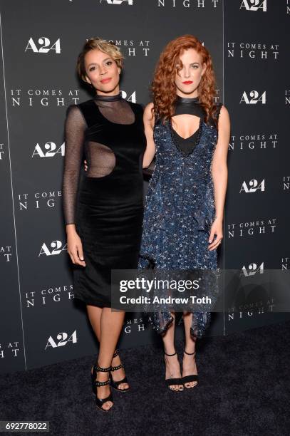 Carmen Ejogo and Riley Keough attend the "It Comes At Night" New York premiere at Metrograph on June 5, 2017 in New York City.