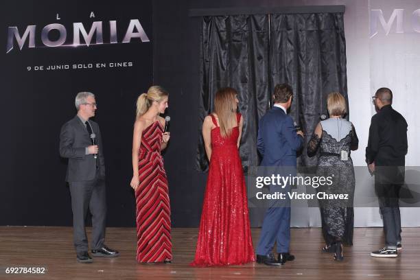 Film director Alex Kurtzman, Annabelle Wallis, Sofia Boutella, Ricardo Garcia "Kraken", Tom Cruise attend the unveiling of an art poster inspired by...