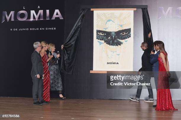 Film director Alex Kurtzman, Annabelle Wallis, Sofia Boutella, Ricardo Garcia "Kraken", Tom Cruise attend the unveiling of an art poster inspired by...