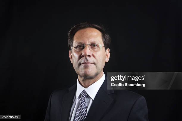 Ivan Arriagada Herrera, chief executive officer of Antofagasta Plc, poses for a photograph after a Bloomberg Television interview on the sidelines of...