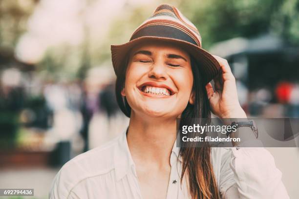 city girl - toothy smile stock pictures, royalty-free photos & images