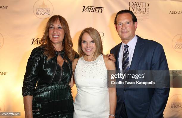 Joanna Plafsky, Katie Couric, and Mark Axelowitz attend the National Night Of Laughter And Song event hosted by David Lynch Foundation at the John F....