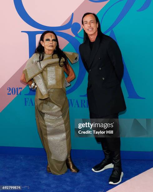 Michele Lamy and Rick Owens attend the 2017 CFDA Fashion Awards at Hammerstein Ballroom on June 5, 2017 in New York City.