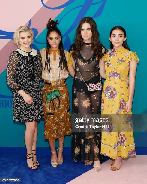 Chloe Grace Moretz, Sasha Lane, Hari Nef, and Rowan Blanchard attend the 2017 CFDA Fashion Awards at Hammerstein Ballroom on June 5, 2017 in New York...