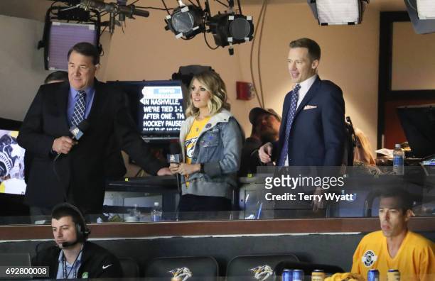 Singer-songwriter Carrie Underwood attends the Stanley Cup Finals Game 4 Nashville Predators Vs. Pittsburgh Penguins at Bridgestone Arena at...
