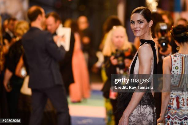 Model Hilary Rhoda enters the CFDA Fashion Awards at Hammerstein Ballroom on June 5, 2017 in New York City.