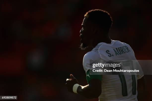 Serge Aurier of the Ivory Coast looks on during the International Friendly match between the Netherlands and Ivory Coast held at De Kuip or Stadion...