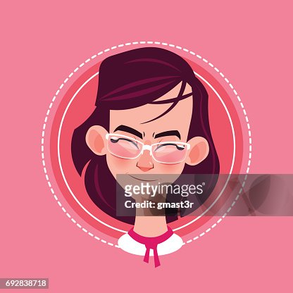 Perfil Icono Emoción Femenina Avatar Mujer Retratos De Dibujos Animados  Feliz Cara Sonriente Ilustración de stock - Getty Images
