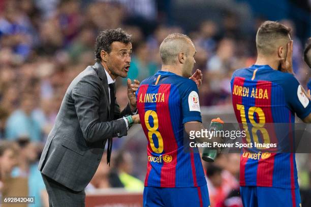 Coach Luis Enrique Martinez Garcia of FC Barcelona during the Copa Del Rey Final between FC Barcelona and Deportivo Alaves at Vicente Calderon...
