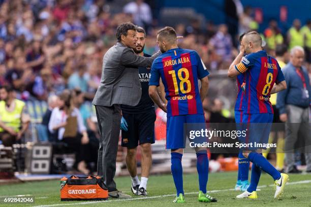 Coach Luis Enrique Martinez Garcia of FC Barcelona during the Copa Del Rey Final between FC Barcelona and Deportivo Alaves at Vicente Calderon...