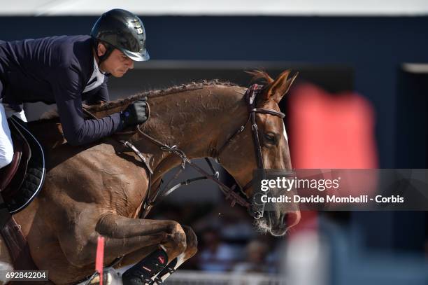 Julien Epaillard of France riding Toupie de la Roque during the Longines Grand Prix Athina Onassis Horse Show on June 3, 2017 in St Tropez, France.