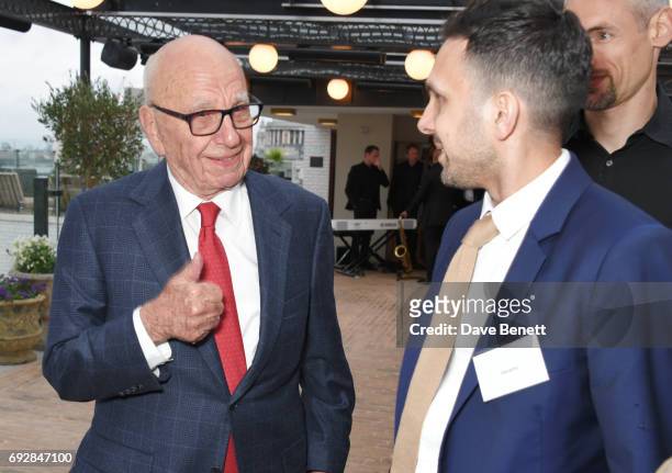Rupert Murdoch and Dynamo attend the launch of new book "Climate Of Hope" by Michael Bloomberg and Carl Pope at The Ned on June 5, 2017 in London,...