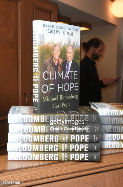 General view of the atmosphere at the launch of new book "Climate Of Hope" by Michael Bloomberg and Carl Pope at The Ned on June 5, 2017 in London,...