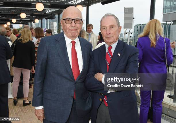 Rupert Murdoch and Michael Bloomberg attend the launch of new book "Climate Of Hope" by Michael Bloomberg and Carl Pope at The Ned on June 5, 2017 in...