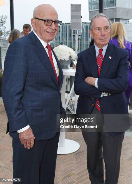 Rupert Murdoch and Michael Bloomberg attend the launch of new book "Climate Of Hope" by Michael Bloomberg and Carl Pope at The Ned on June 5, 2017 in...