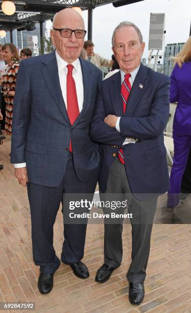 Rupert Murdoch and Michael Bloomberg attend the launch of new book "Climate Of Hope" by Michael Bloomberg and Carl Pope at The Ned on June 5, 2017 in...